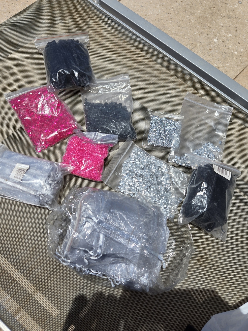 LOT*Party Gem Confetti Bling- Pink, Black, Silver Jewels - Bags